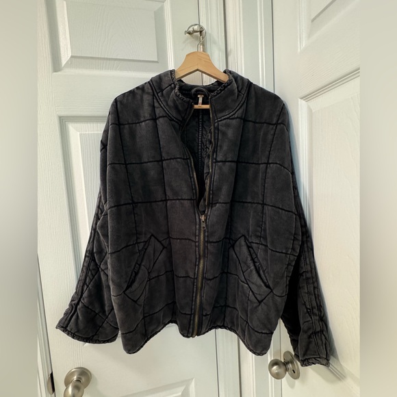 Freepeople Dolman Quilted Knit Jacket oversized fitted in black size small - Picture 8 of 8